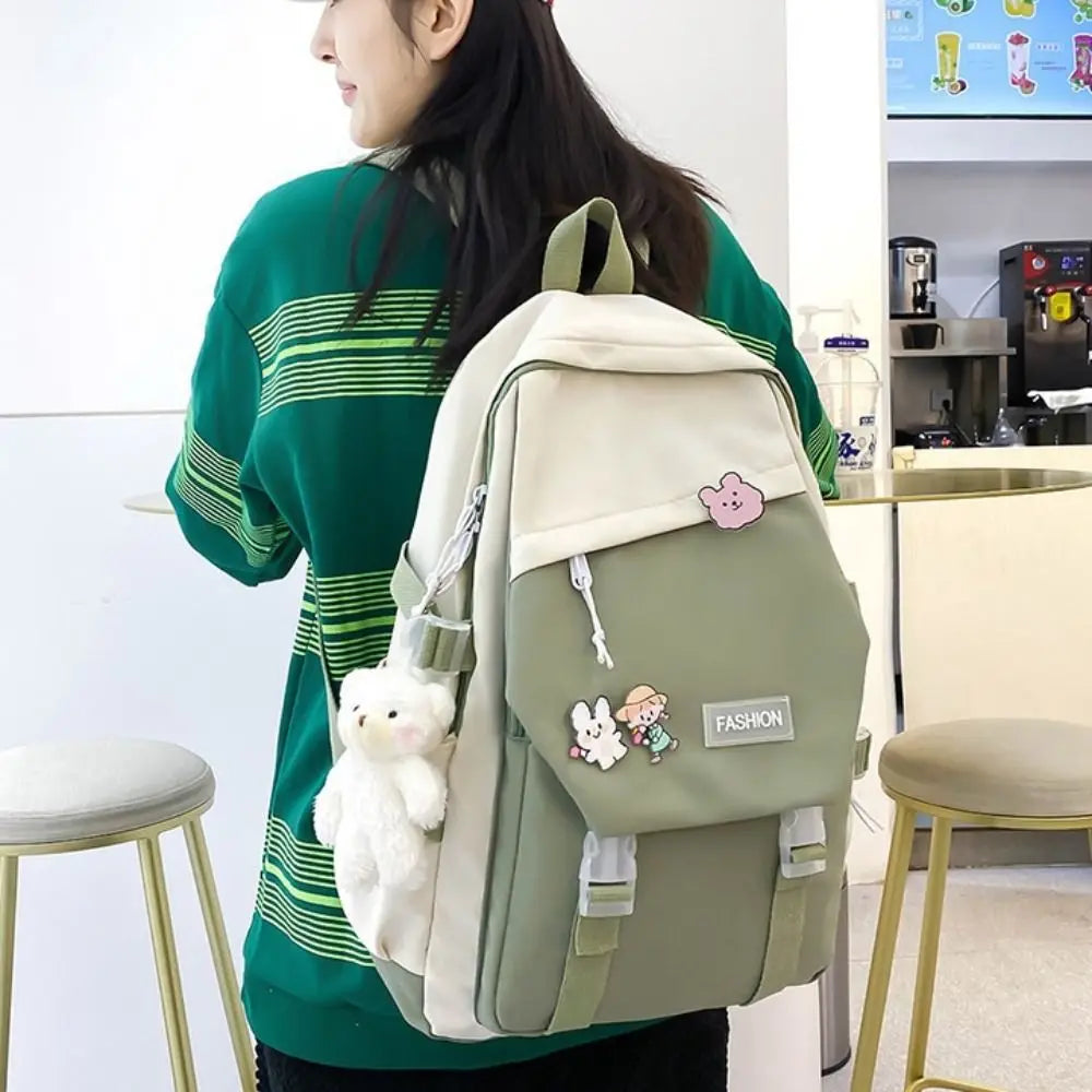 Large Capacity Nylon Book Bag Waterproof Teenage College Backpack Fashion School Bag Cute Girls Boys Travel Backbag College Bag