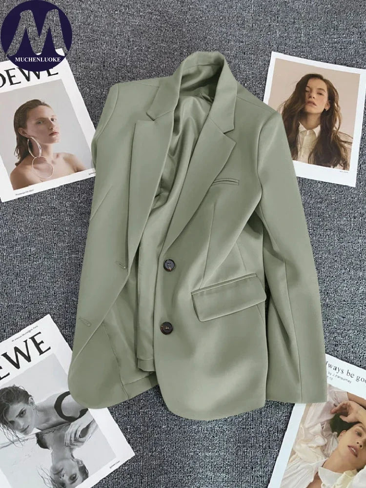 Blazer for Women 2025 Spring Autumn New Elegant Long Sleeve Office Blazer Coats Korean Fashion Casual Loose Appear Thin Blazers