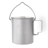 Outdoor Picnic Titanium Cooking Pot 750ml 900ml Hanging Handle Portable Camping Pot