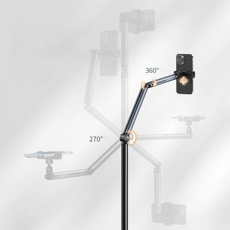 Tablet Stand Phone Holder Floor Lazy Support Stand Desktop Live Broadcast Stand Aluminum Alloy Retractable iPad Clip