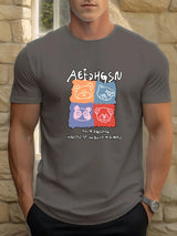 T Shirts For Men Bear 100% Cotton Graphic Printing Summer Round Neck T-Shirt Casual Breathable Street Style Daily Top