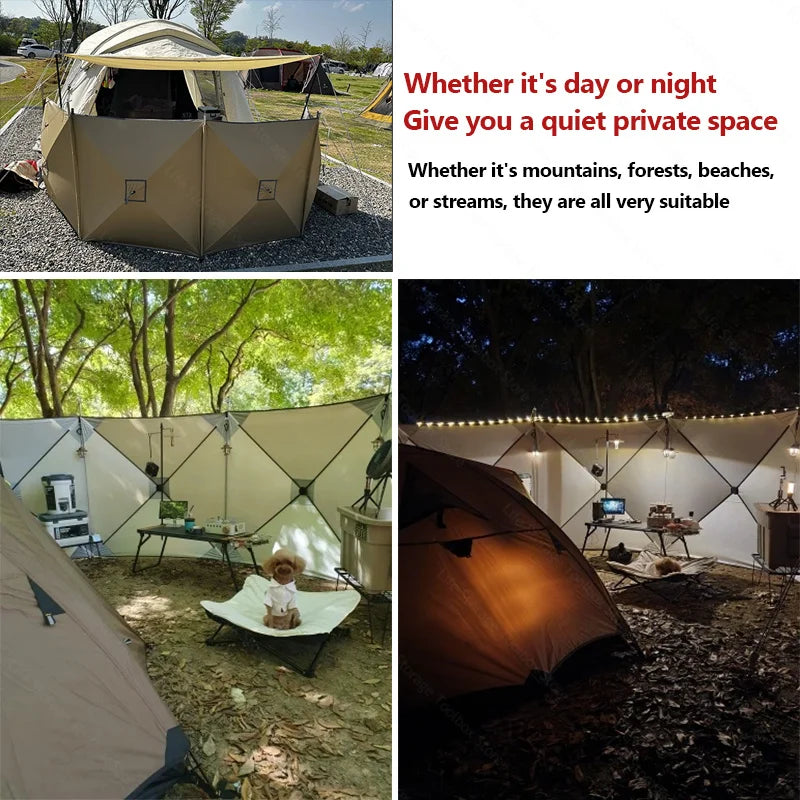 Camping Windscreen 4.8M Folding Windproof Shield Camping Sunshade Folding Wall Large Awning Tent Camping supplies 윈드 스크린 텐
