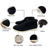 Genuine Leather Ankle Boots For Autumn 2025New Fur One-Piece Warm Woolen Shoes Snow Boot Thick-Soled Loafer Fur Boots For Winter