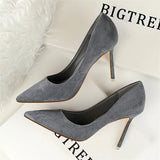 Fashion Simple Suede Shallow Mouth High Heels For Women Shoes Casual Pointed Toe Slimming Stiletto professional Single Shoes