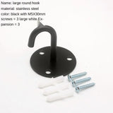 Black Stainless Steel Wall Hook Heavy Duty Fixed Pad Eye Plate Deck Door Buckle U/J-Shaped Heavy Duty Ceiling Mount Hanger