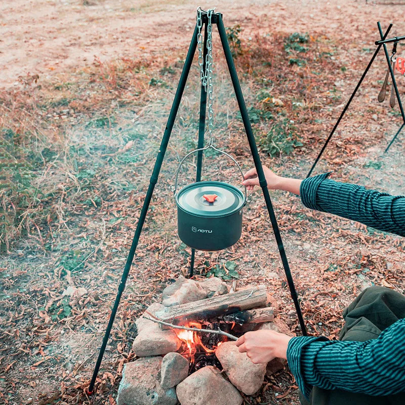 Outdoor Large Bonfire Tripod, Camping Picnic Campfire Cooking Pot, Portable Hanging Triangle Stand Rack