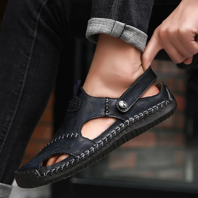 Summer Men's Sandals Men Leather Sandals Classic Roman Sandals Slipper Soft Outdoor Sneakers Beach Rubber Men Trekking Sandals