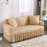 Sofa Cover for Living Room Thick Ruffled Seersucker Elastic L Shaped Corner Sofa Cover 1/2/3/4 Seater Cover for Sofa