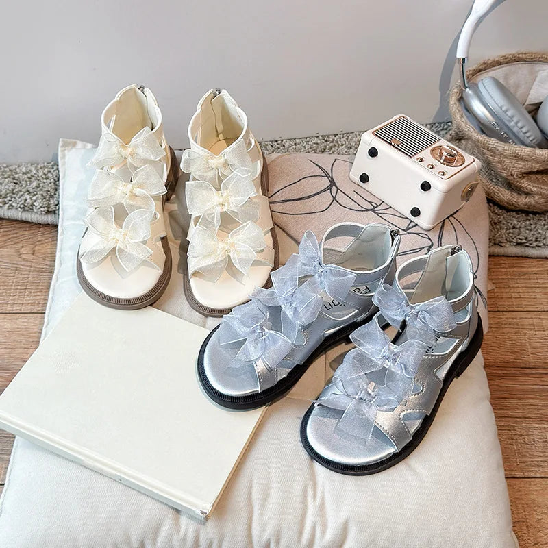 Girls Sandals Summer New Children's Shoes Little Girl Princess Baby Roman Shoes Soft Sole Trend Cool Footwear Size 23-36