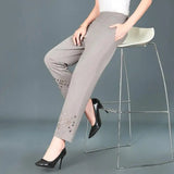Summer Womens cropped pants  For Women Hollow Out Pantalon Femme High Waist Black Short Trousers Casual Baggy Pants
