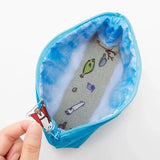 School Supplies Storage Bag with Whimsical Aquatic Art; Creative Large Capacity Cartoon Oceanic Cosmetic Pouch