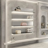 Shoe Bag Display Storage Rack with Lamp Modern Stainless Steel Wall Store Display Shelf Floating Wall Shelves Organization Racks
