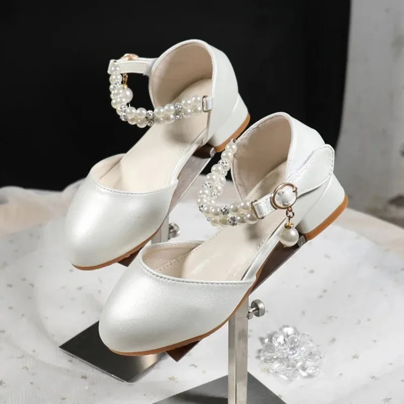 New Girls Shoes Fashion Children's Pearls princess Sandals Bling Summer Sandals Toddler party Breathable Kids Shoes