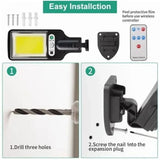 Solar Street Lights Outdoor 108COB LED Solar Wall Lamp With 3 Lighting Mode Motion Sensor Security for Garden Patio Path Yard