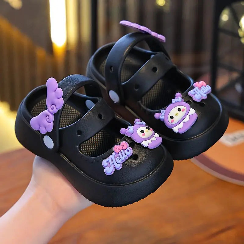 Cute Cartoon Kawaii Sanrioed Kuromi Hellokitty Girls' Sandals Summer New Princess Shoes Indoor Bathroom Slippers