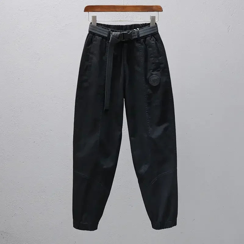 White Pants for Women with Elastic Waistband Loose and Casual Joggers Ankle-Length Leggings with Slimming Effect Harem Pants