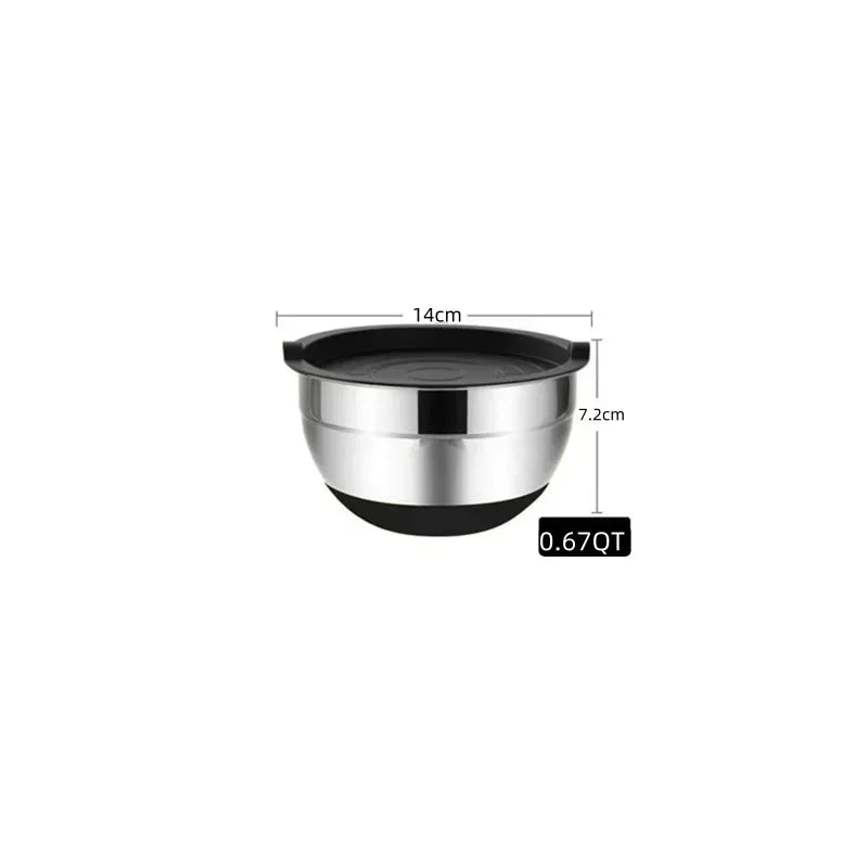 Multiple sizes Stainless Steel Basin Salad Bowl Egg Beater Bowl Silicone Base Thick Cooking Basin Salad Basin Baking Mixing Bowl
