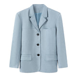 MOOIRUE Women's Faux Suede Jacket Spring Flap Pocket Yellow Blue Coat Loose Straight Blazer For Women