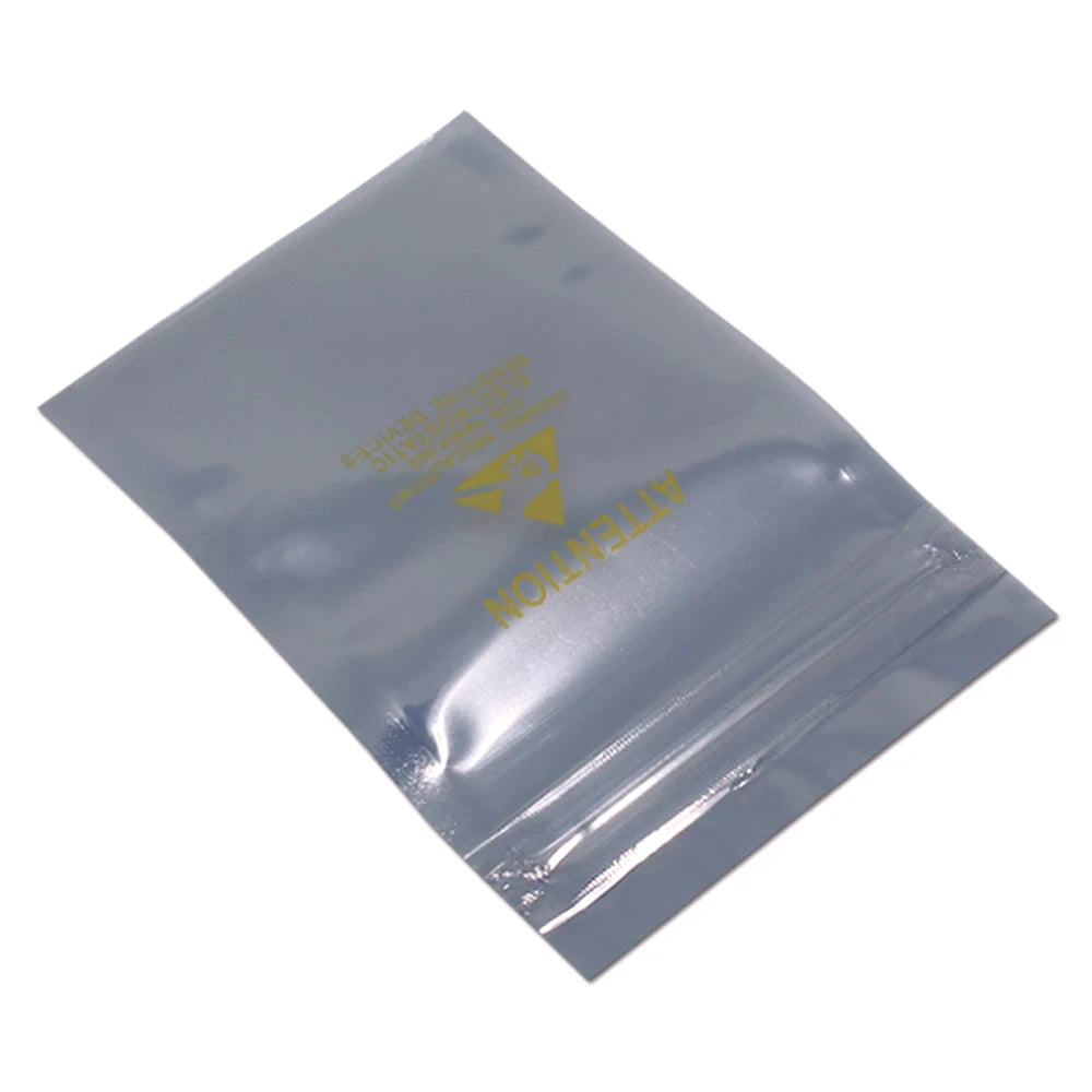 100Pcs/lot Printed Zip Lock Antistatic Storage Bag Resealable Anti-Static Packaging Bag Electronic Accessories Recyclable Pack