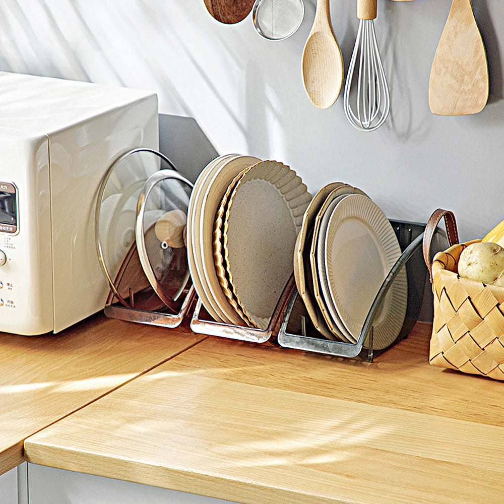 5 Grids Kitchen Cabinet Organizers for Dish and Bowl Tableware Tray Bowls Dishes Storage Rack Cookware Shelf Plate Storage Stand