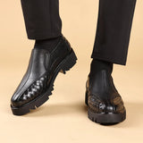 Black men's leather shoes Thick bottom height increasing style Daily Business Office Outdoor Fashion Party Youth Shoes New