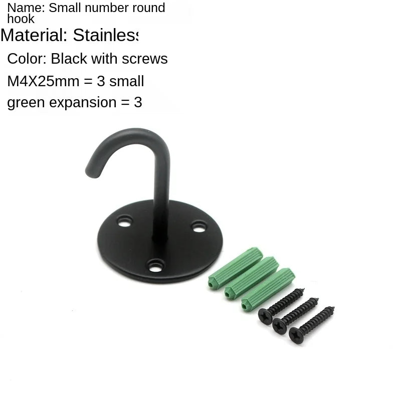 Black Stainless Steel Wall Hook Heavy Duty Fixed Pad Eye Plate Deck Door Buckle U/J-Shaped Heavy Duty Ceiling Mount Hanger