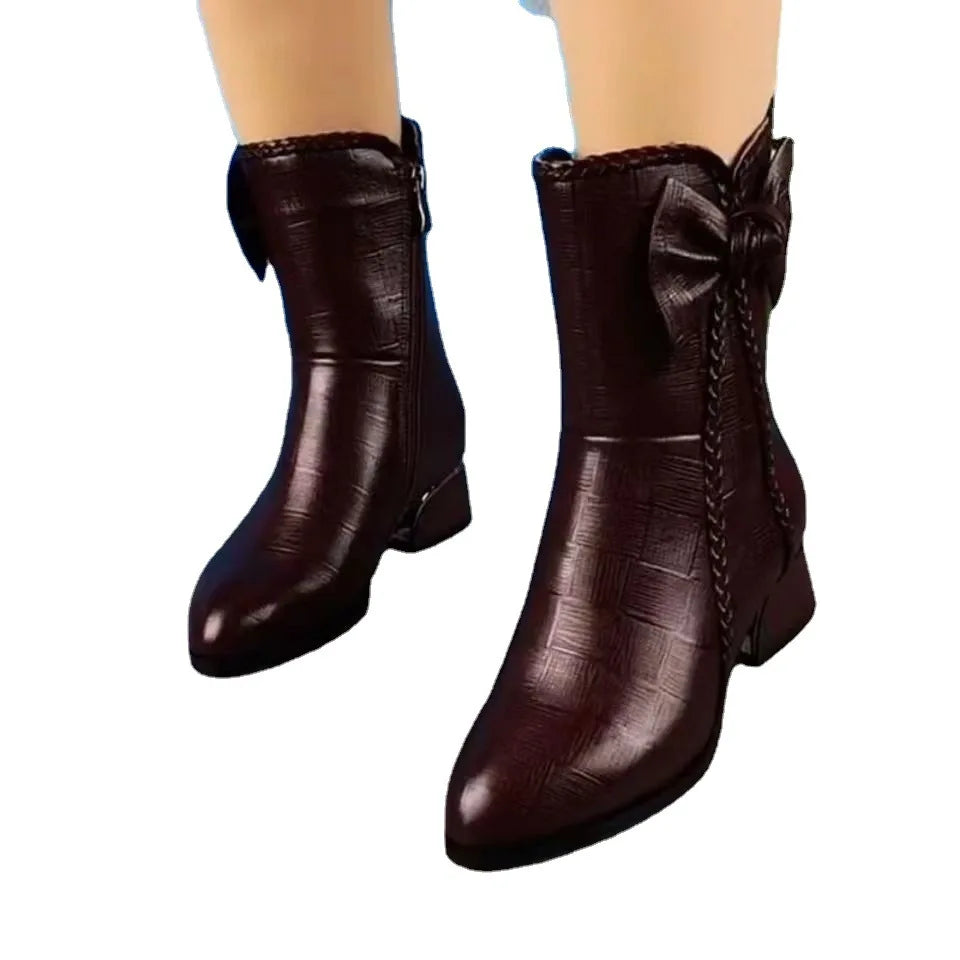 Winter Women Boots Faux Leather Snow Boots Warm Ankle Boots Women's Ankle Boots  2023