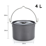 4L Outdoor Hanging Pot, Camping Picnic Large Soup Pot, Portable Cookware, Firewood Cooking Pot