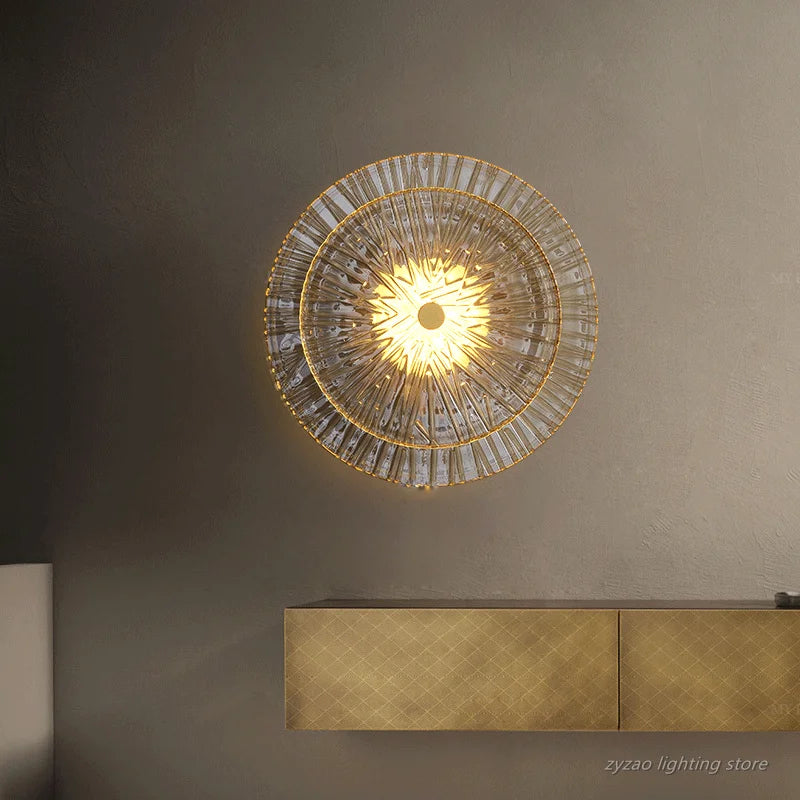 Post-modern Home Decor Living Room Background Wall Lamp Bedroom Bedside Light Fixtures Luxury Glass Corridor Aisle Sconces