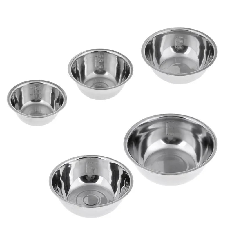 5pcs/Set Stainless Steel Mixing Bowls Non Slip Nesting Whisking Bowls Set Mixing Bowls For Salad Cooking Baking