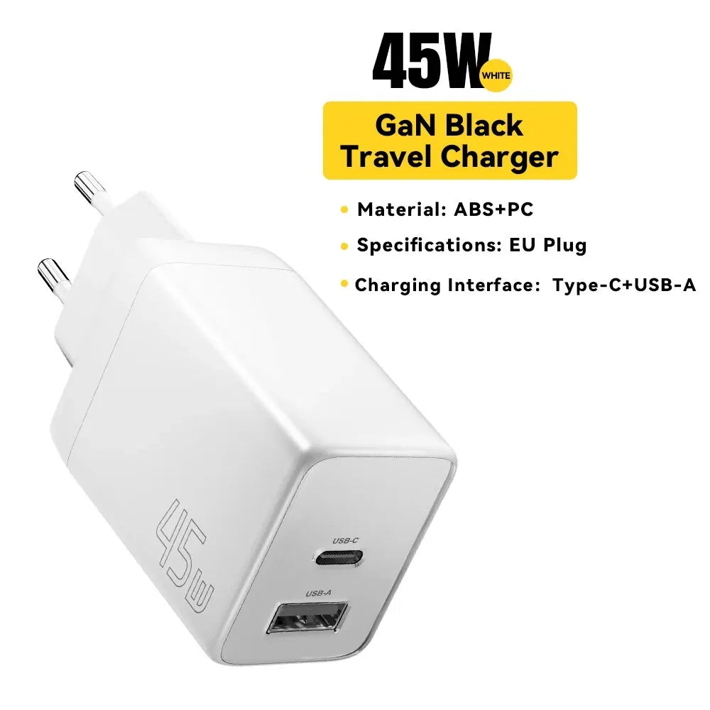 Essager GaN 45W USB Charger Fast Charger PD QC 3.0 USB C Charger Quick Charger For iPhone 14 13 Travel Charger for Samsung S21