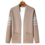 Men's Knitted Cardigan Spring Autumn Loose Casual Versatile Middle-aged Dad Fashion Sweater Simple Coat