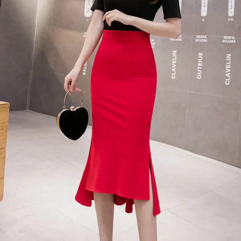Skirts for Women Black with Slit Irregular High Waist Woman Skirt Cheap Summer 2025 Luxury Elegant Modest Trend Clothing V Chic