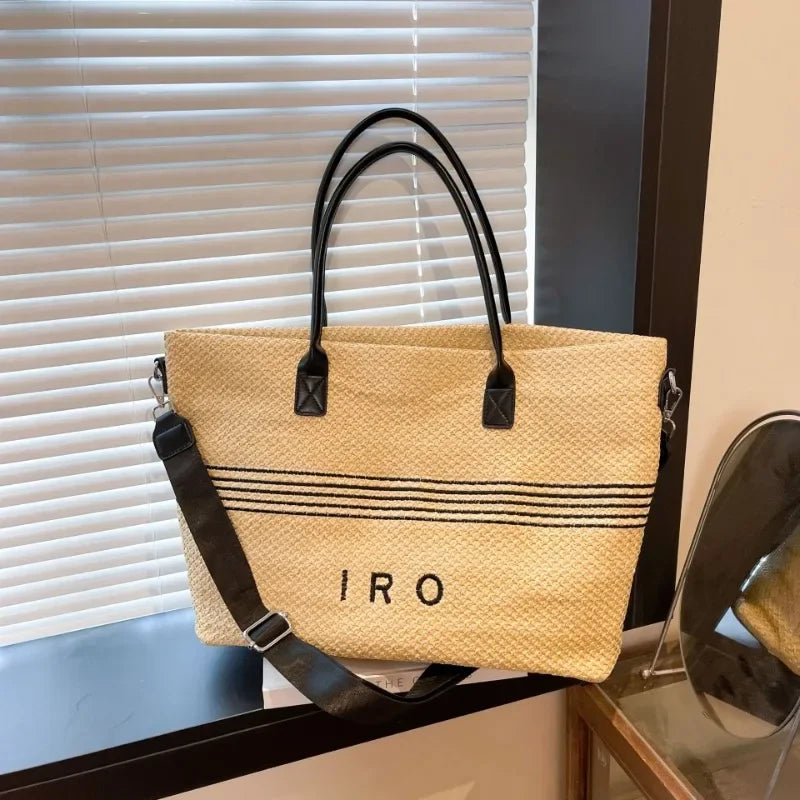 2025 New Woven Tote Bag for Women Bohemian Straw Beach Bag Large Capacity Summer Shoulder Bag Casual Vacation Rattan Purse