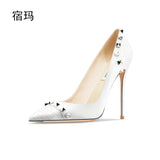 Women's Shoes luxury woman shoes 2024 Heels For Women Fashion Designer Brand Pumps Stiletto Rivets High Heels Pointed Toe 10cm