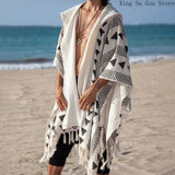 Beach Holiday Men's Shawl Coat Men's Summer Mid-length Loose Casual Shawl Hooded Long Cape