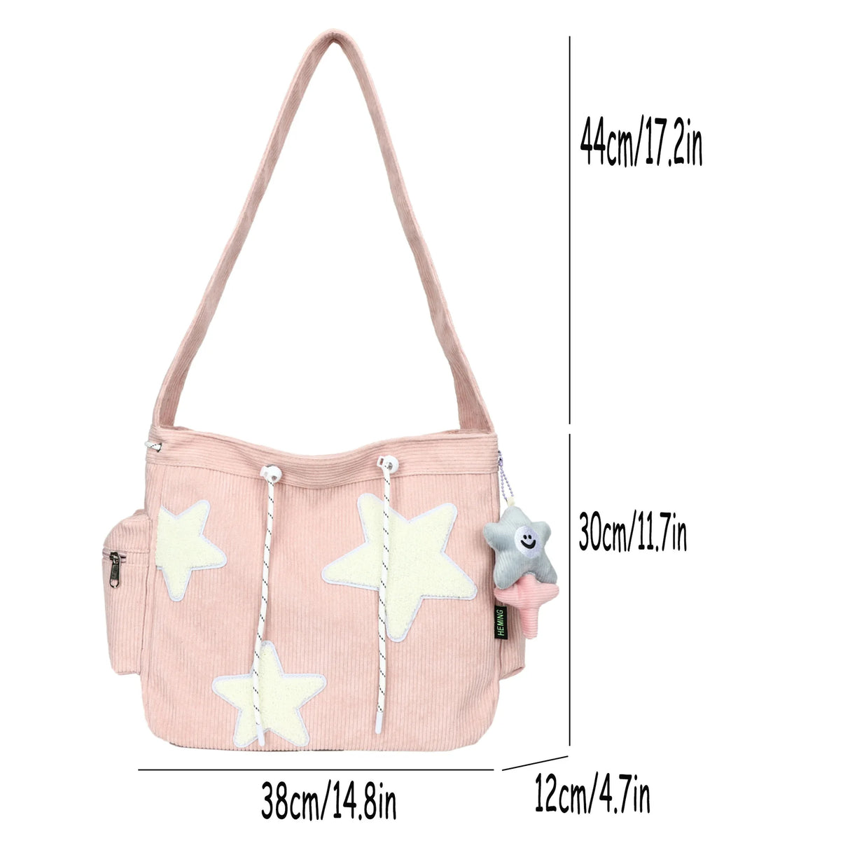 Simple Star Pattern Large Tote Bag, Corduroy Drawstring Shoulder Bag, Cute Tote Bag Canvas Bag