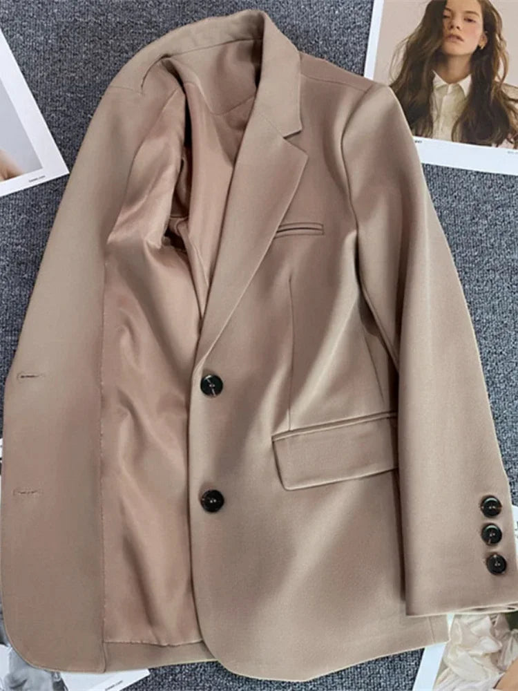 Blazer for Women 2025 Spring Autumn New Elegant Long Sleeve Office Blazer Coats Korean Fashion Casual Loose Appear Thin Blazers