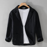 Y803 Spring Autumn Good Quality Linen Blazer For Men Business Casual Solid Color Simple Double Buttons Thin Male Suits Jackets