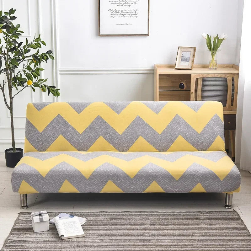 [Stretch Sofa Bed Cover] Spring/Summer Milk Silk Fabric Living Room Armless Folding Sofa Sofa Cover puf grande y esponjoso