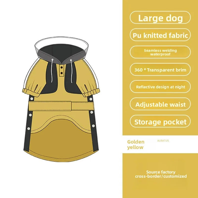 Dog raincoats are waterproof and reflective clothing for pets to wear when going out in the rain