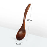 Japanese Wooden Spoon Long Handle Ramen Spoon Baby Eating Spoon Drinking Porridge Spoon Household Wood Tableware Round Spoon