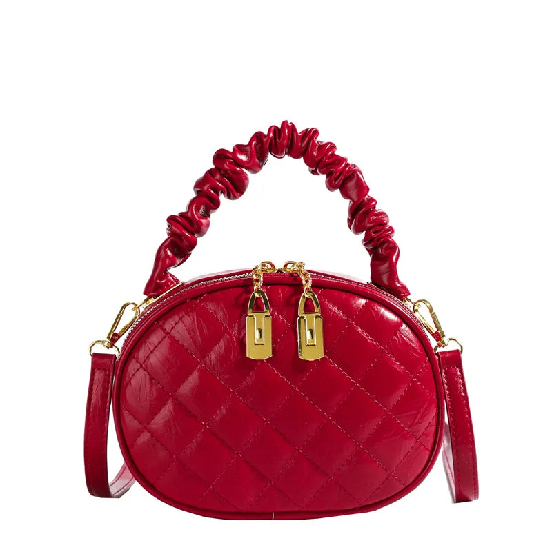 2025 New! Stylish Quilted Embroidery Bags for Women. Popular Crossbody and Handheld Small Round Bags with High Appearance Level