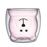 Creative glass mug Transparent Double Walls Glass mug Cartoon Bear Coffee Mug Milk Juice Cute Cup Christmas mug for Girlfriend