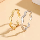 CARLIDANA Minimalist Stainless Steel Finger Ring for Women Girl Simple Design Silver Plated Wave Shape Ring for Women Girls