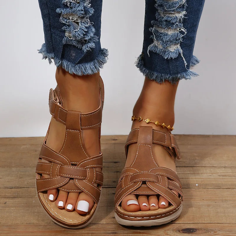 Women's Simple Wedge Sandals, Casual Ankle Strap Platform Sandals, Women's Comfortable Sandals