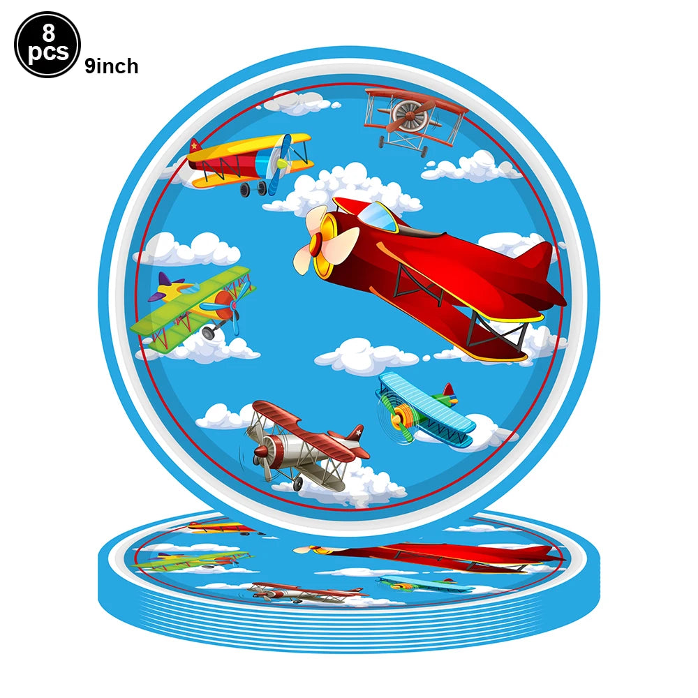 Fighter Plates Airplane Birthday Party Decor Plane Plates Blue Sky Plates Two Fly Paper Plates Napkins Party Supplies for Boys