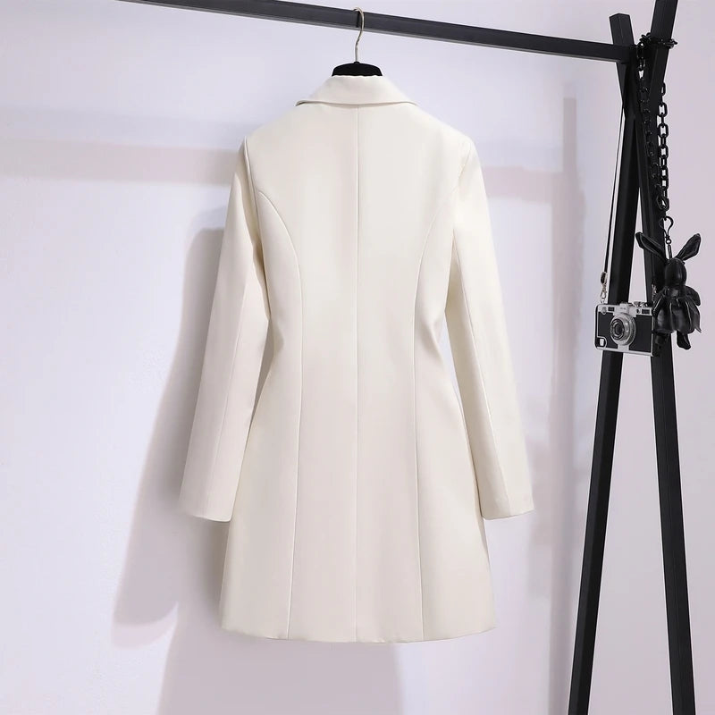 Women's Jacket New in Korean Fashion Long Suit Top Slim Tunic Sashes Blazer Coat Clothes Loose Straight Temperament Slim Blazer