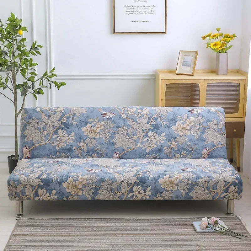 [Stretch Sofa Bed Cover] Spring/Summer Milk Silk Fabric Living Room Armless Folding Sofa Sofa Cover puf grande y esponjoso