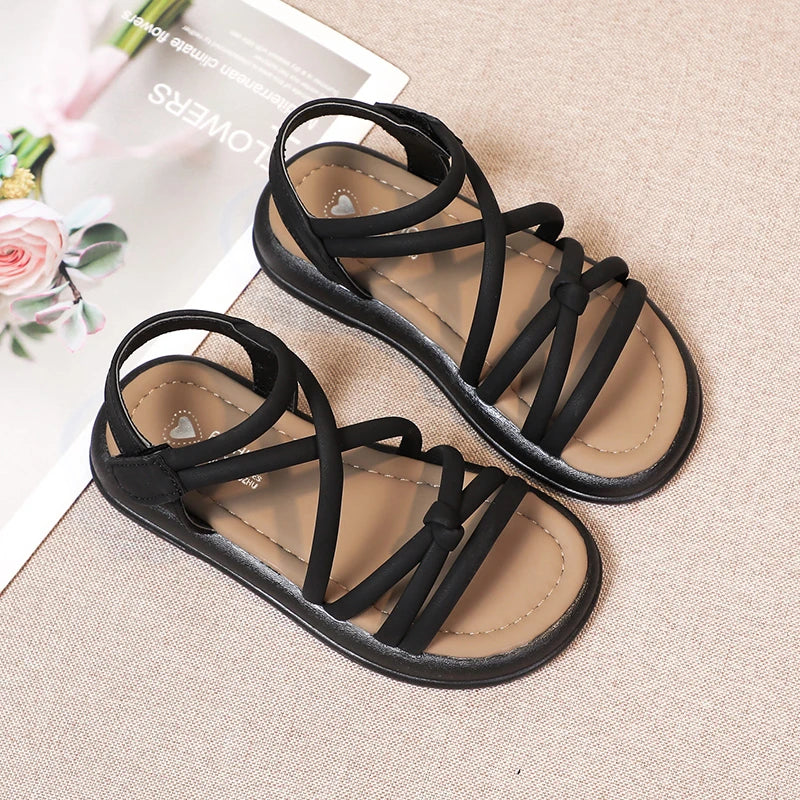 Girls Sandals Kids Sandals for Girls 2025 Summer Brand Children Beach Shoes Princess Sweet Gladiator Sandals Open Toes Anti-skid